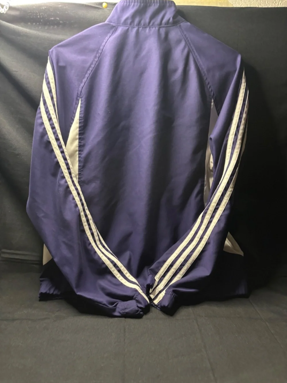 Adidas Men's LG Full Zip Windbreaker Jacket Purple /White Lightweight Athletic